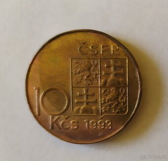 10 Kčs 1993 Štefaník,Chyboražba, POOTOČENY RUB. - 3