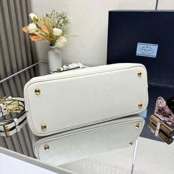 White/Black Prada Double medium Saffiano leather bag - 3
