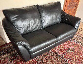 Černá kožená sedačka,5843 - 3