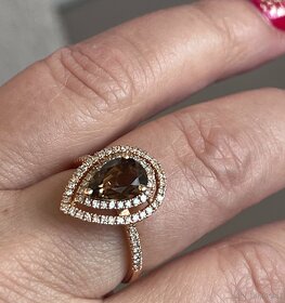Zlatý prsteň s Quartzom a diamantami - 3