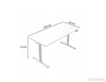 Elektrický zdvíhací stôl biely 160x80, nastaviteľný, MODERNÝ - 3