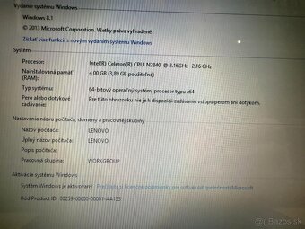 Lenovo Intel Celeron N2840/4GB RAM/250GB HDD - Win 8.1 - 3