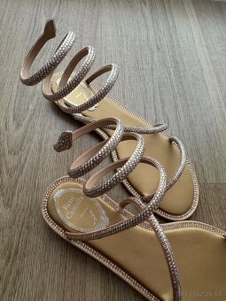 Rene Caovilla Cleo 37 zlaté sandále bez podpätku - 3