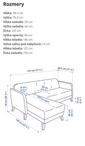 Pohovka s ležadlom / Gauč IKEA - 3