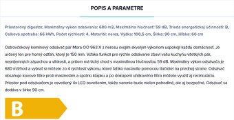 Ostrovčekový digestor Mora Premium OO 963 X nerez - 3