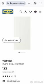Ikea VEDDINGE
Dvierka, biela, 40x100 cm - 3