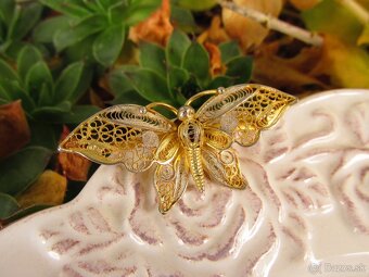 Stará filigránová brošňa Motýľ, Ag 800 - 3