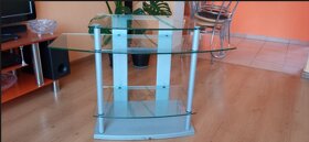 TV stolík, rám kovové prevedenie, sklenenné poličky - 3