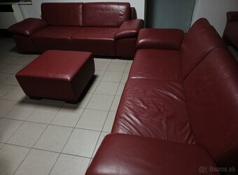 Kožená sedacia súprava s taburetom - ako NOVÁ, TOP STAV - 3
