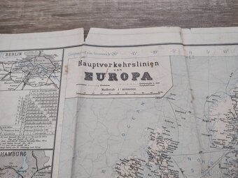mapa Európy - hlavné cestovné trasy, 1911 - 3