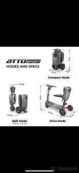 Predám skladaciu kolobežku ATTO SPORT Mobility Scooter - 3