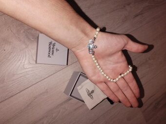 Vivienne westwood strieborný perľový náhrdelník - 3