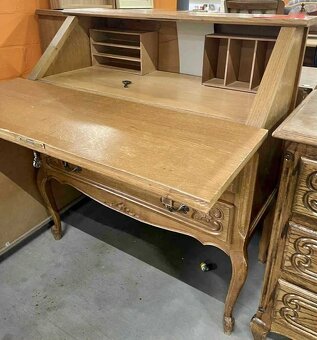 Vintage pisaci stolik, rozkladaci, drevo, v 96 cm, s 90 cm, - 3