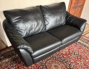 Černá kožená sedačka,5843 - 3