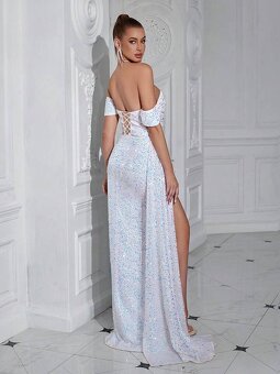 Biele spoločenské saty M - 3