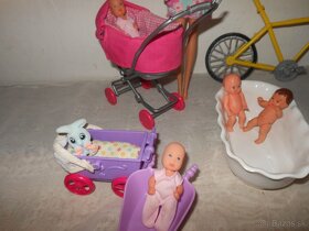 BARBIE bábiky s deťmi,  auto, bicykel. - 3