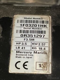 Lodný motor mercury 3,5HP - 3