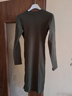 khaki elasticke mini šaty - 3