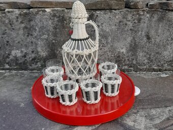 Retro malý demižón  s pohárikmi - 3