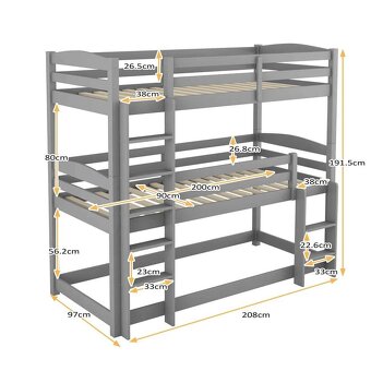 Poschodova postel pre 3 deti - 3