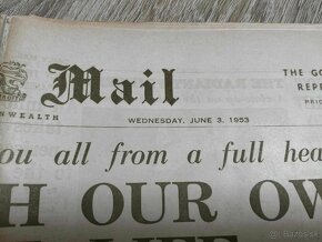 ORIGINÁL "Daily Mail" zo dňa 3.júna 1953,britský denník,deň - 3