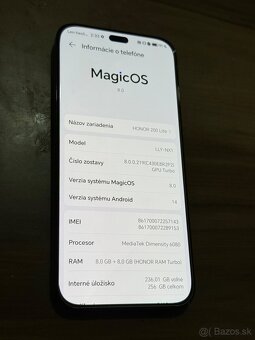 Predám Honor 200 LITE 8GB Rám 256GB Čierny Stav Nového - 3