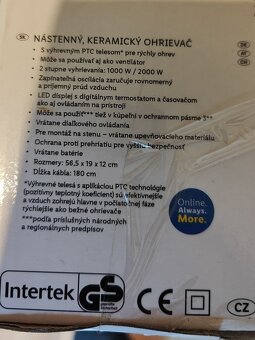 Nástenný keramický ohrievač - zánovný - 3
