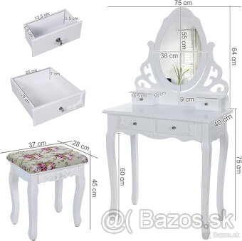 Toaletný stolík so zrkadlom a taburetkou / SONGMICS - 3