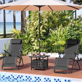 Sada 2 záhradných ležadiel – YAHEETECH Set of 2 Sun Loungers - 3