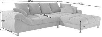 NAJVäČŠIA ROHOVÁ SEDACIA SÚPRAVA, textil, sivá, strieborná - 3