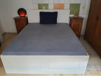 IKEA malm veľká manželská posteľ biela s úložným priestorom - 3