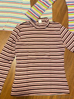 3 pruhované tričká v. 146-152 cm - 3