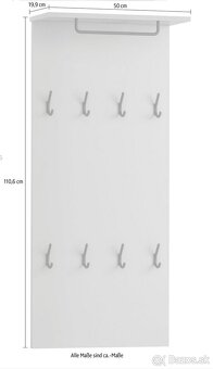 Vešiaky biele s dreveným dekorom - 3