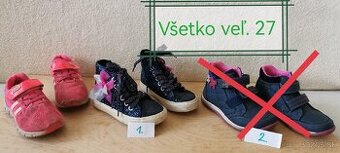Dievčenské topánky po členok s mašľou, tenisky č . 27 - 3