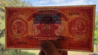 500 kč, pretlač SLOVENSKÝ ŠTAT, seria F, 1929 - 3