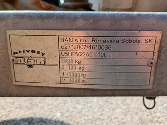 Dvojnápravový príves BAN 2600kg - 3