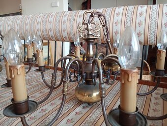 Pár elegantných 8 - ramennych bronzových lustrov •62 cm - 3