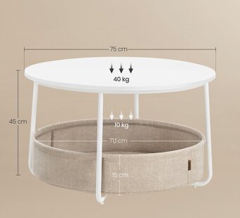 🪵 Okrúhly konferenčný stolík Songmics Vasagle – 75×75×45 cm - 3