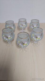 Poháre s kvetinkami na koňak ručná maľba 6ks - 3