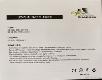 DC-LCD Dvojitý kanál nabíjačka pre batérie NP-FW. - 3