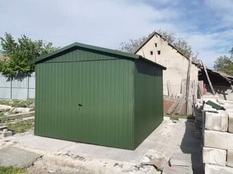 Plechová garáž 3x5m | sedlová strecha | zelená - 3