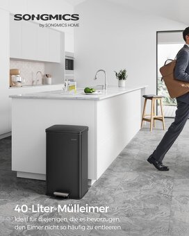 SONGMICS odpadkový kôš – 40 l, čierny, nový - 3