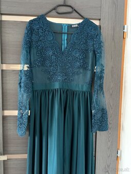 Zelenomodré spoločenské šaty M - 3
