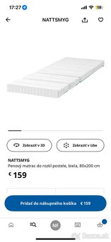 Ikea detská rastúca posteľ Minnen + matrac Nattsmyg - 3