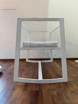 Detská postieľka / kolíska – biela, s matracom - 3