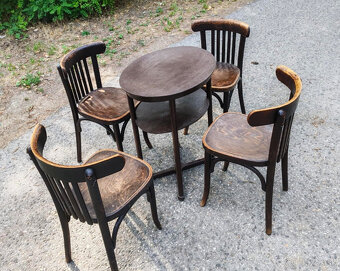 Kaviarenský stolík J. Hoffmann a 4x stolička Thonet - 3