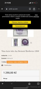 Váza z hútneho skla Ján Beránek Škrdlovice 1959 - 3