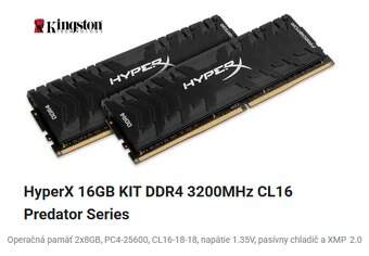 HyperX 16GB KIT DDR4 3200MHz CL16 Predator Series - 3