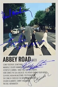 The BEATLES, plátno tisk, 30X40 cm, autogram - 3