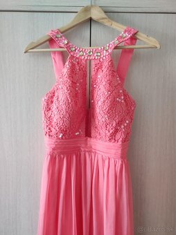 Ružové spoločenské šaty S - 3